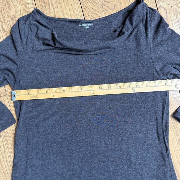 Eileen Fisher Long Sleeve Droop Neck Knit Dress SZ S Brown Minimalist Small Flaw - Picture 3 of 7